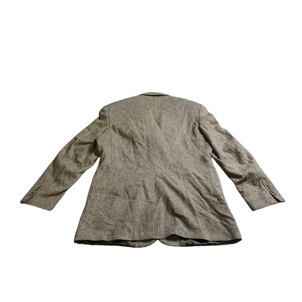 Lands' End Men's Wool Tweed 2-Button Blazer‎ Brown Beige Herringbone 42 R